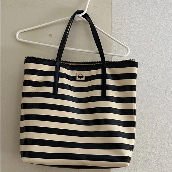 Kate Spade black and Cream Striped large Tote - Picture 2 of 16